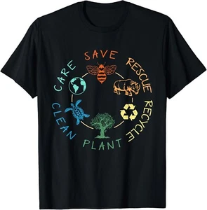 Save Bees Rescue Animals Recycle Plastic Earth Day 2024 Gift Unisex T-Shirt - Picture 1 of 3