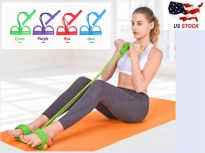 HUAXU Foot Pedal Pull Rope Resistance 4-Tube Home Fitness Yoga Gym Equipment Sit-up
