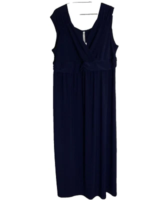 Ny Collection Women's Plus Size Ruched Empire Maxi Dress Navy Blue Size 3X - Image 1 of 4