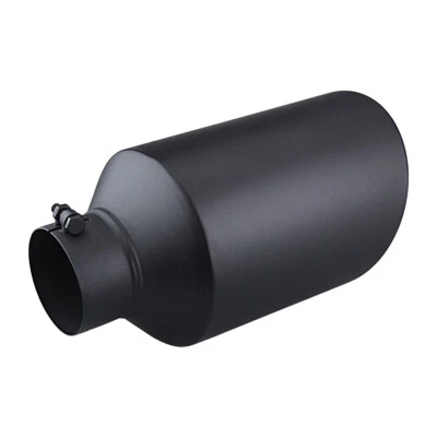 4" Inlet 8" Outlet 15" Long Stainless Steel Rolled Edge Black Exhaust Tip Diesel - Image 1 of 4