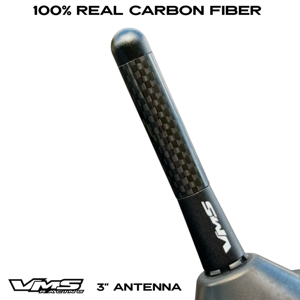 KIT ANTENA CORTA ALUMINIO BILLET FIBRA CARBONO 3" NEGRO PARA FORD MUSTANG 94-14 Foto 1 de 4