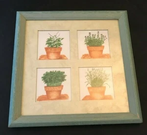 Cuadro de hierbas de cocina con marco albahaca perejil eneldo té holandés 10x10 - Imagen 1 de 2