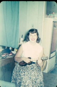 2 vtg red border 35mm slides sorority women playing Flamingo ukulele 1950s - Picture 1 of 2