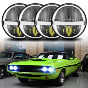 DOT 4PCS 5 3/4" 5.75" LED Headlights w/ White DRL For Dodge Challenger 1970-1974 - Picture 1 of 12