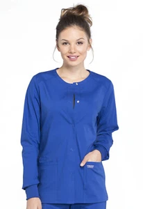 Cherokee Workwear Scrubs Snap Front Warm Up Jacket WW340 GAB Galaxy Free Ship - Picture 1 of 5