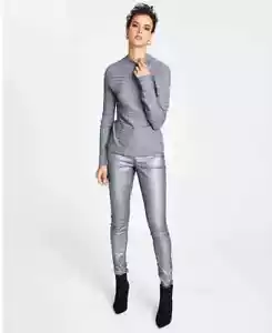 INC International Concepts Petite Maglione Pullover a Righe, Argento, PM - Foto 1 di 14