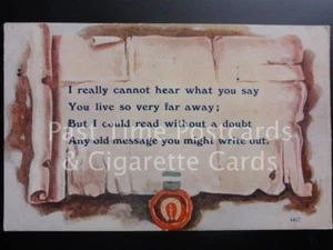 Verse Postcard: 'I REALLY CANNOT HEAR WHAT YOU SAY....Luck' c1926 - Picture 1 of 1