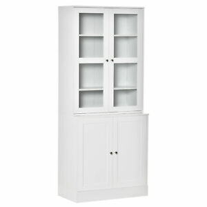 HOMCOM Modern Bookcase Display Storage Cabinet w/ Doors Adjustable Shelves