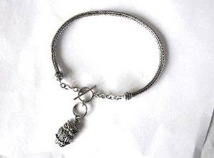 Pulsera Bali con Dije de Búho / Plata de Ley 925 / 6,5 -8 pulgadas / 7,7 g - Imagen 1 de 4