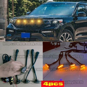 For Ford Explorer 2020-2024 Front Grille LED Amber Light Raptor Style Black 4PCS - Picture 1 of 8