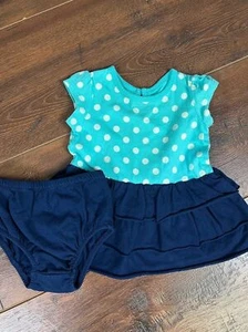 Cherokee Girls Size 3-6 Months Polka Dot Dress with Diaper Cover! - Foto 1 di 6