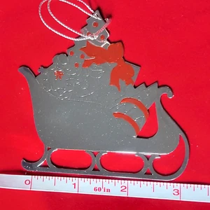 1991 Avon Silverplate SLEIGH RIDE Christmas Tree Ornament with box and pouch - Picture 1 of 7