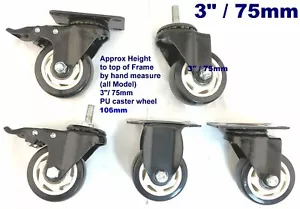 PU Castor Wheel Swivel BRAKE fix Bolt NUT plate Heavy Duty Caster 1.5" 2" & 3" - Picture 1 of 13