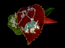 Dinosaur Pendant, Sterling Silver, Turquoise Stone, Silver Pendant              