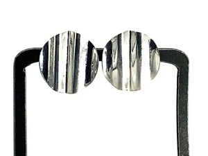 Vintage Sterling Silver Modernist Round Corrugated Post Earrings - Picture 1 of 6