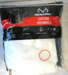 COTTON THERMALS BY REALTREE...MENS CREW TOP..TAG FREE..SOFT..SUPERIOR COMFORT