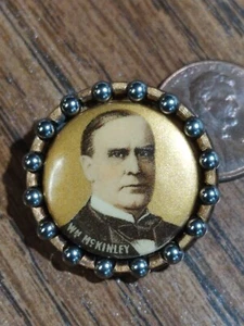 William McKinley 1896 President Star Ball Retainer Co pin button political Rare! - Picture 1 of 4