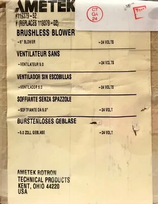 Soplador sin escobillas AMETEK 119379 52 MINI JAMMER RCFT 24 VDC 6,5 AMP reemplaza  Foto 1 de 4
