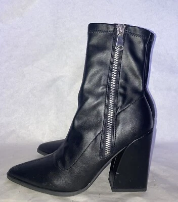 PUBLIC DESIRE WOMEN'S BLACK LEATHER ZIP UP ANKLE BOOTS UK SIZE 5 EUR 38 BT010 - Image 1 of 4