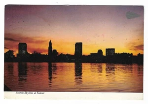 Postal de colección The Boston Skyline at Sunset Massachusetts 4x6 - Imagen 1 de 2