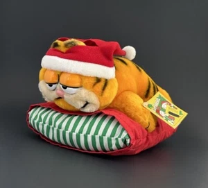 Vintage 1981 Garfield Santa Sleeping On A Pillow Christmas Plush Stuffed Animal - Picture 1 of 10