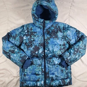 ALL IN MOTION UNISEX BLUE TIE DYE WATERCOLOR SHORT PUFFER JACKET Size M - Picture 1 of 6