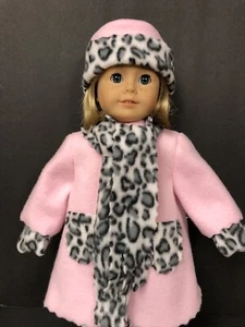 18 Zoll Puppe rosa Mantel Mütze Schal Fäustlinge passend für American Girl Puppen - Bild 1 von 3