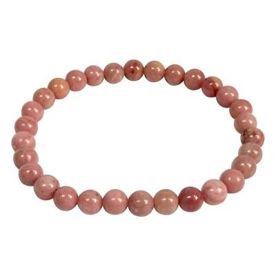 6mm Rhodonite Gemstone Round Bead Unisex Stretch Bracelet - Image 1 of 2