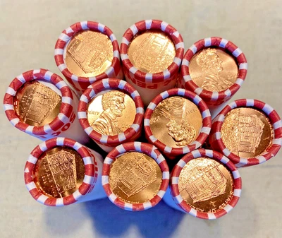 10 2009 P Birth & Early Children Lincoln Cent Uncirculated Rolls  LP1 Log Cabin - Image 1 of 3