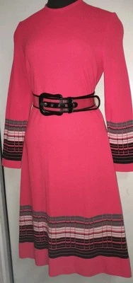 Vestido De Colección Años 60 Tejido Lana Suave NEÓN Naranja CADILLAC 3 Tonos Italia Mod Scooter Gogo Foto 1 de 4