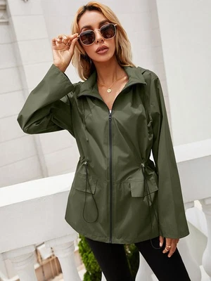 Womens Waterproof Rain Lightweight Jacket  Raincoat Hooded Outdoor Windbreaker - Image 1 of 4