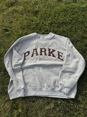 Grey Parke mockneck  sweatshirt with brown lettering Size: XXL - Image 1 of 4