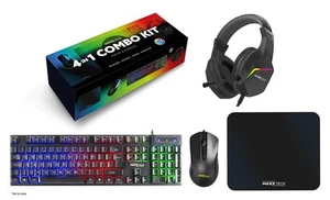 Maxx Tech 4in1 Combo Kit – UK Layout Keyboard with rainbow LED lighting/Optical  - Afbeelding 1 van 1