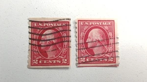 X2 US Scott #413 Used Fine 2 Cent 1912 Perf 81/2 Type 1 Coil Stamp CV 50.00 each - Picture 1 of 3