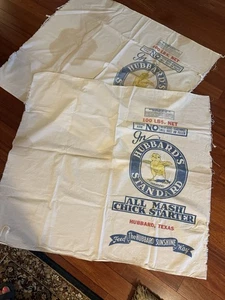 Cloth Feed Sacks (2) from Hubbard’s Standard 100 Lbs Bag Cotton Chick Starter - Picture 1 of 5