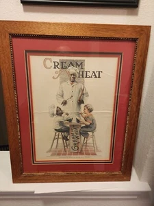 Cream Of Wheat Vintage Sign Framed & Matted Artist Edward Brewer Copyright 1919 - Picture 1 of 3