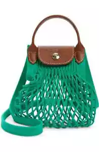 Longchamp Le Pliage Filet Knit Mesh XS Handel Bag Crossbody ~NWT~ Green - Picture 1 of 6