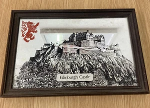 Edinburgh Castle Souvenir Spiegel Vintage 33 x 23 cm Mahagoni Rahmen - Bild 1 von 7