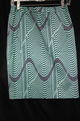NWT HALOGEN Green & Black "Optical Illusion" Pencil Skirt, Womens Size 2-B87 - Image 1 of 4