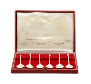 Antique Set of Six Silver Elizabethan Hallmark Spoons with Unique Knops - Boxed - Picture 1 of 3