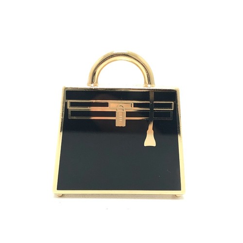 HERMÈS Ciondolo Hermes Kelly Perm Platet Ottone Curio Jite Top Metallo Nero OroHardware