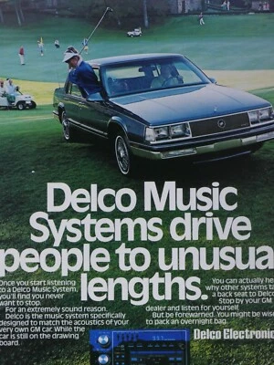 1986 Buick Vintage Delco Golfing Out Of Window Original Print Ad 8.5 x 11" - Image 1 of 4