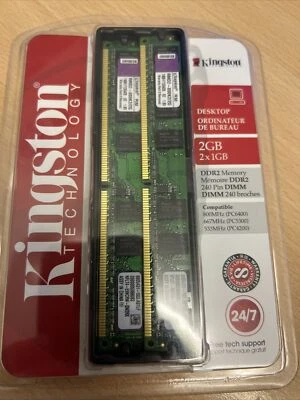 Kingston RMD2-800K2/2G 2Gb DDR2 DIMM 240 Pin 800 MHz - 2 X 1GB Pc Memory New Sea - Image 1 of 2
