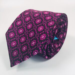 Ted Baker Knotted Purple Geometric Design Print 8cm Classic 100% Silk Tie