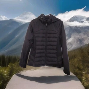 Calvin Klein Women's Puffer Black Coat Size Medium Detachable Hood MSRP $180 NEW - Picture 1 of 20
