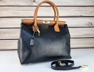 Elegant Leather Tote Bag, Genuine Italian Handmade Leather Bags for Women - Foto 1 di 9