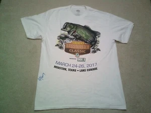 Bass Masters Classic T Shirt Mens Large White Double Sided Autographed - Picture 1 of 10