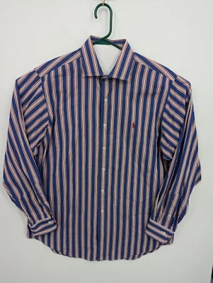 Polo Ralph Lauren VTG Regent Classic Fit Blue Red Striped Dress Shirt Mens XL 17 - Image 1 of 4