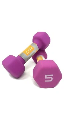 Juego de dos pesas con mancuernas de neopreno hexagonal CAP de 5 lb nuevas ENVIADAS EL MISMO DÍA Foto 1 de 2