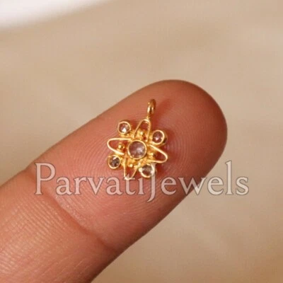 Подвеска с натуральным бриллиантом розовой огранки из чистого 18-каратного золота подарок женская подвеска - Изображение 1 из 4